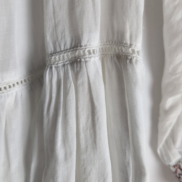 Free People Sunbeams Mini Dress Size XS Off Shoulder Embroidered Boho Peasant - Picture 13 of 15